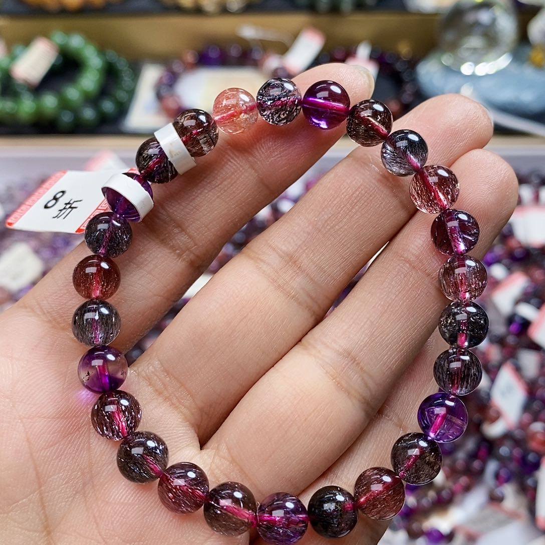 未镶嵌手链水晶黑加仑超七7m+ K118 大促