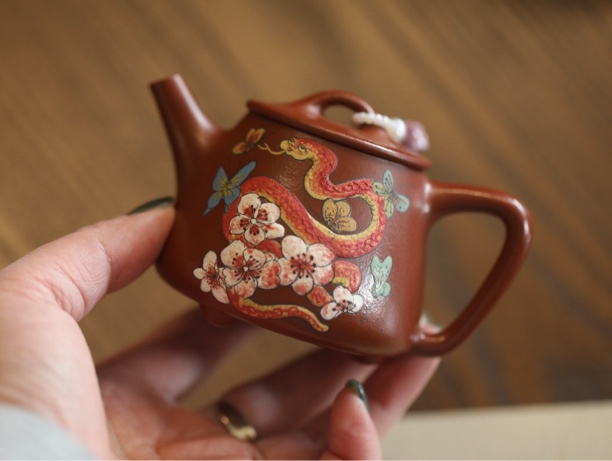 【花间·茶器泡茶壶家用】朱泥高石瓢·泥绘九尾神狐·130cc茶具精致