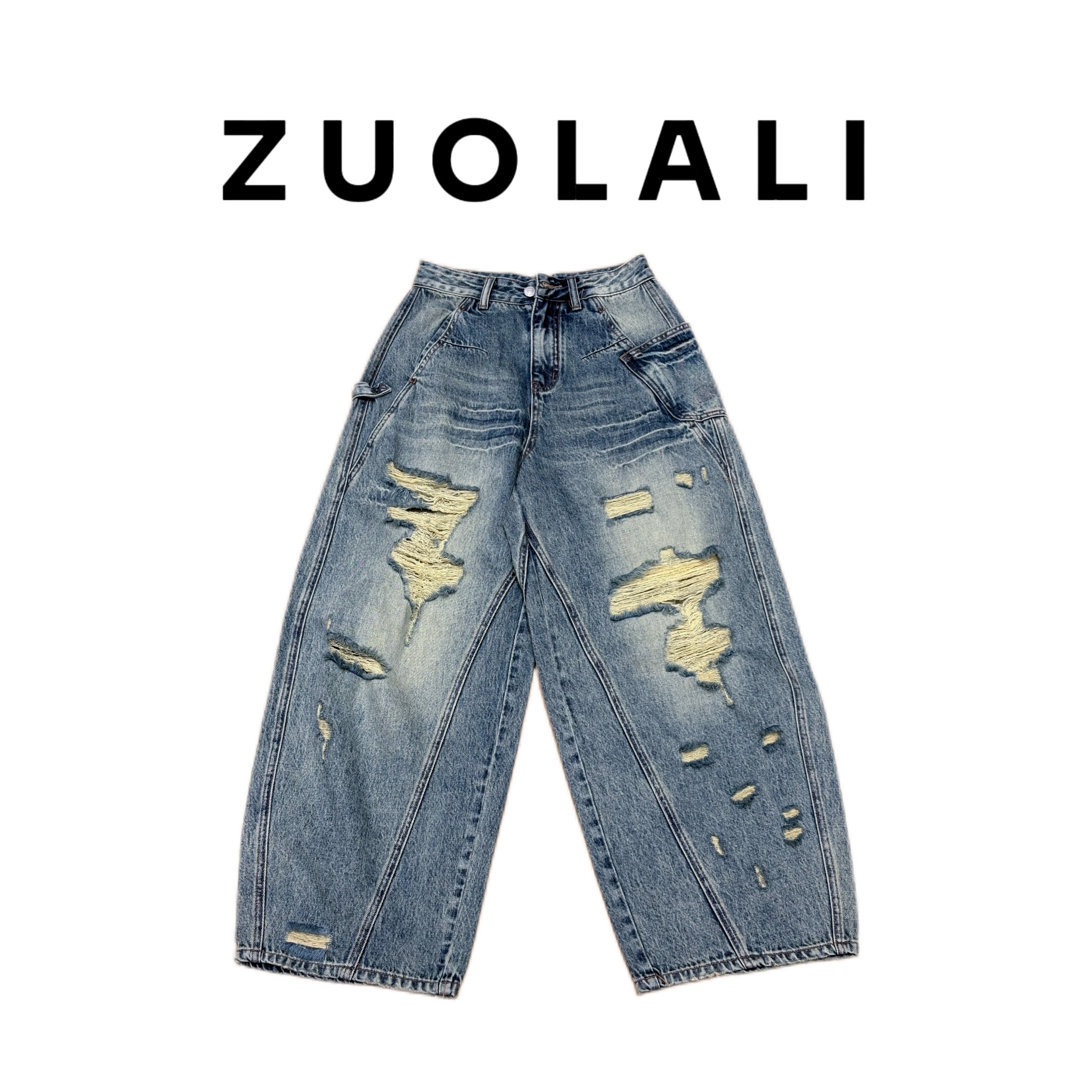 ZUOLALI/左拉励【元素破洞】夏季破洞设计-高腰堆堆裤