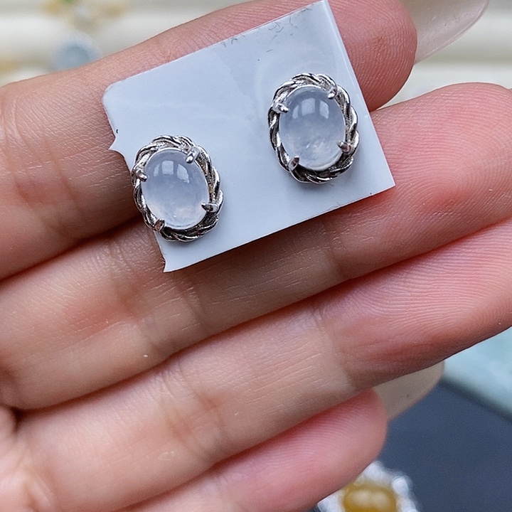 翡翠银S925镶嵌耳饰