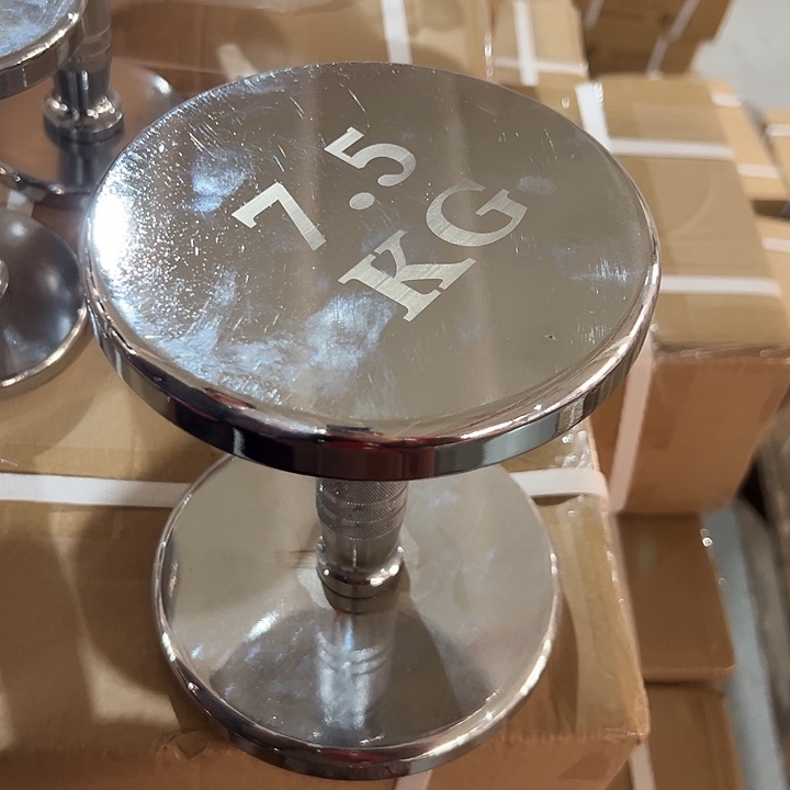 全新新款电镀纯钢大哑铃7.5公斤一对