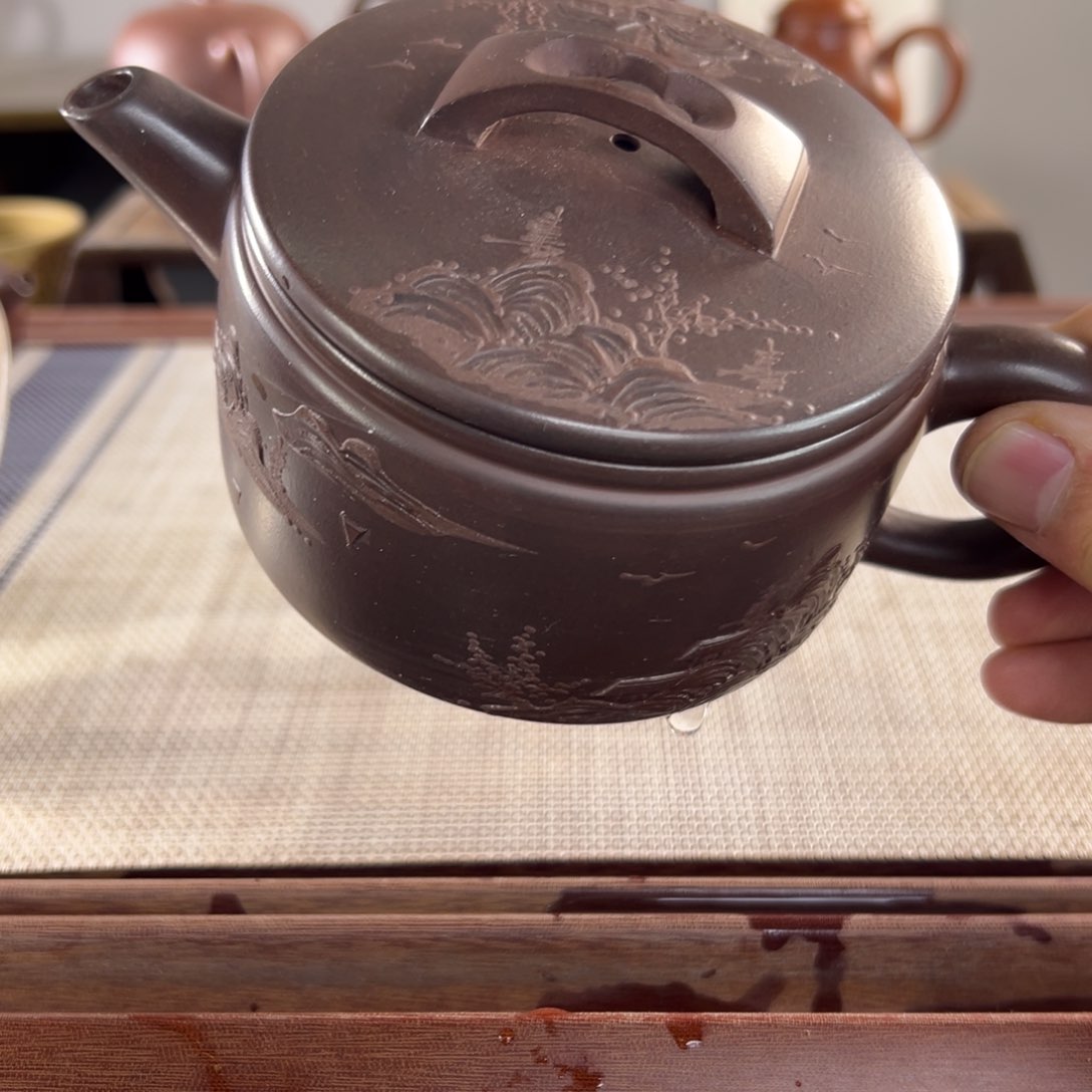 紫砂微瑕茶壶 宜兴原矿紫砂