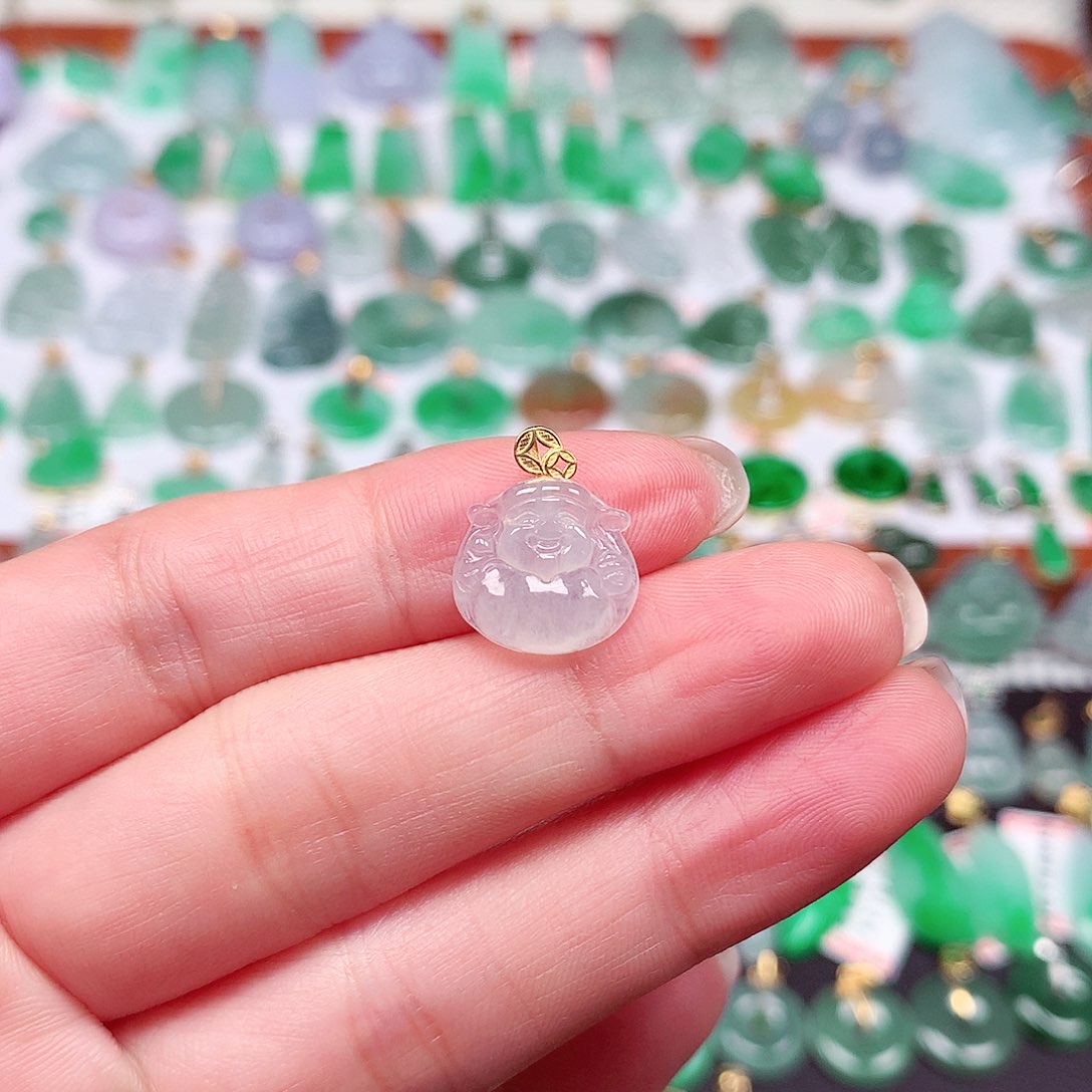 翡翠颈饰18K金镶嵌天然翡翠A货