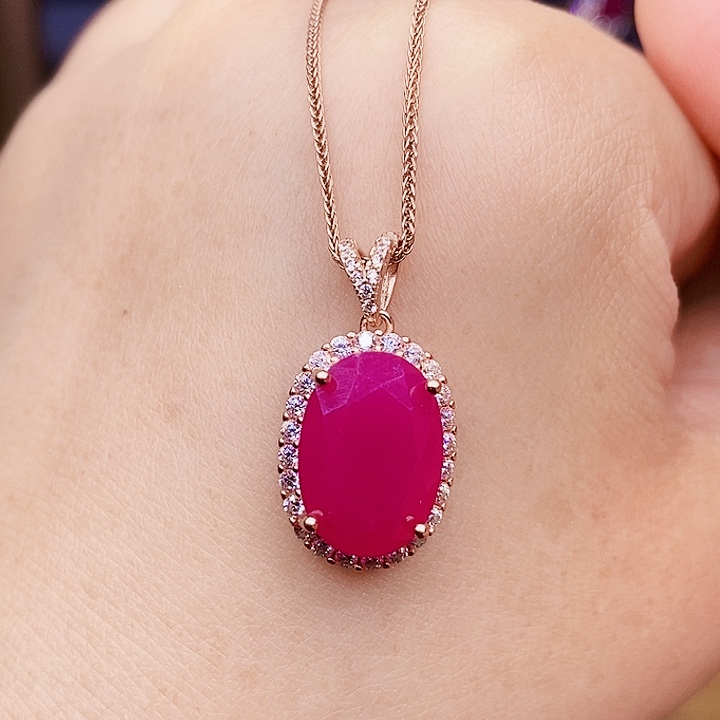 银S925镶嵌颈饰红宝石