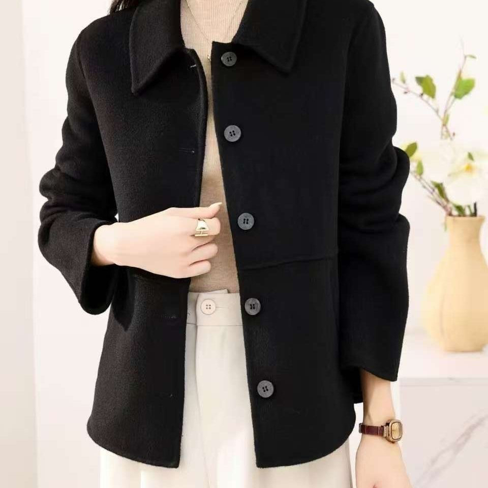百分百羊毛秋冬短款娃娃领羊毛大衣小个子百搭气质时尚女士毛呢