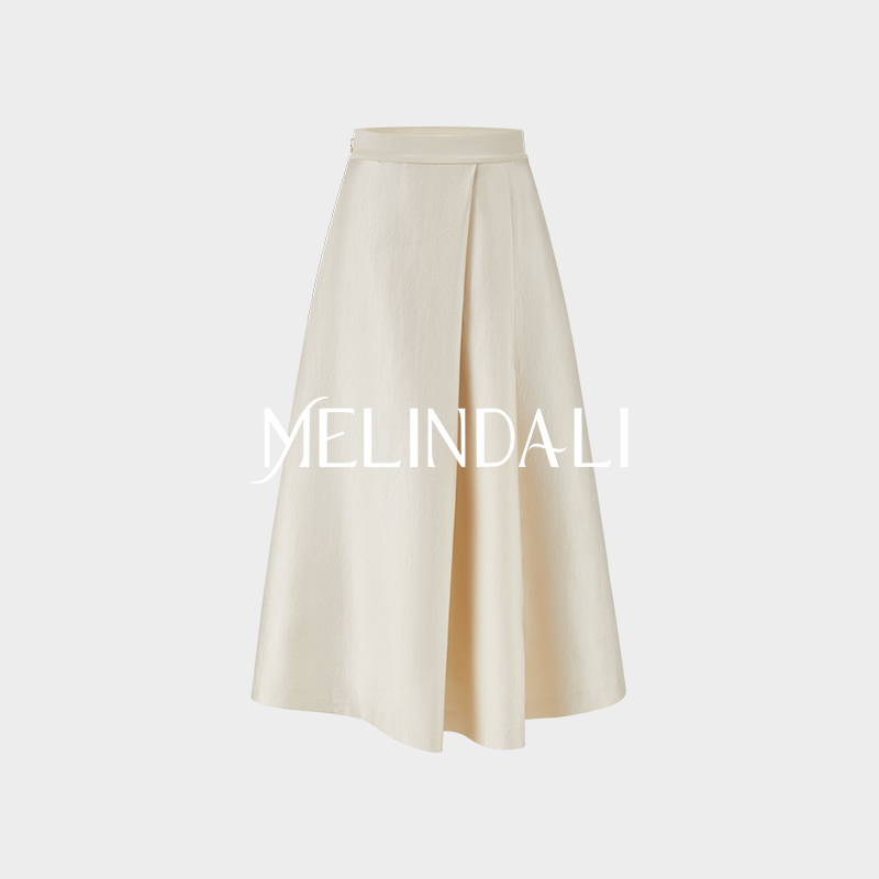 Melinda Li【奥黛丽 】精纺天丝错位分割不对称设计感高腰阔腿裙裤
