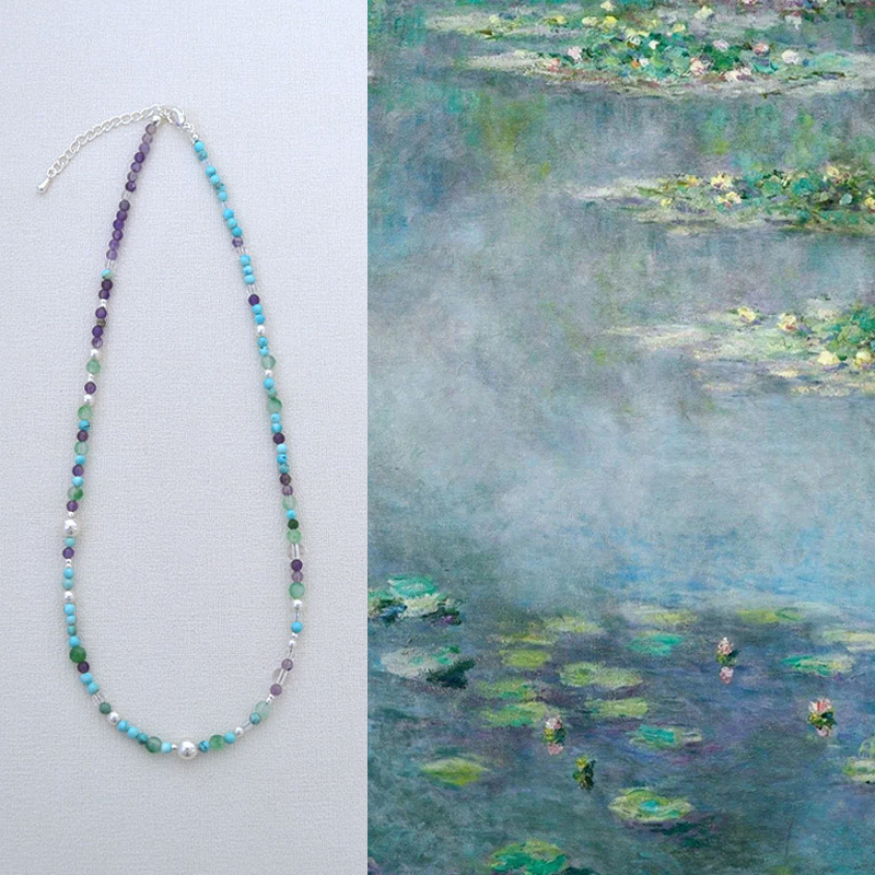 铜合金项链  0493 莫奈花园清新串珠项链（43+5）