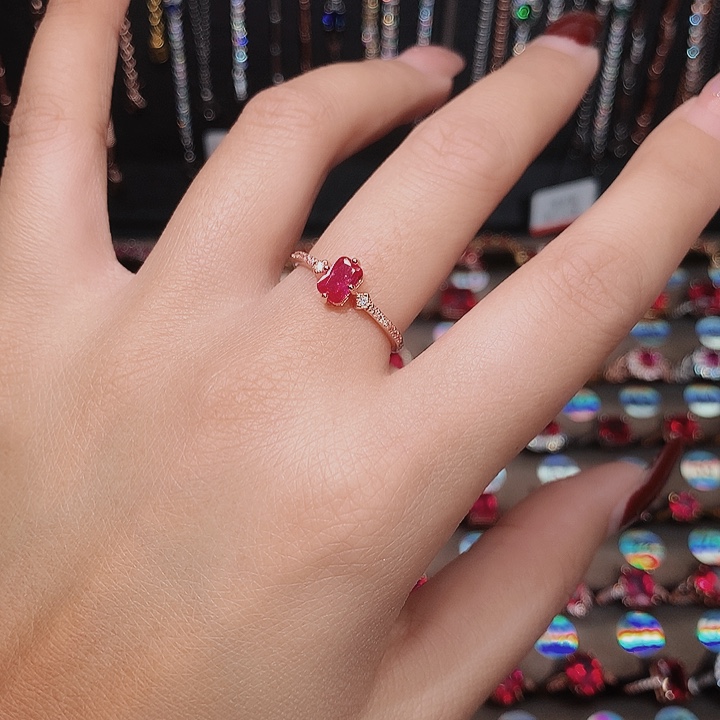 红宝石戒指银S925镶嵌1