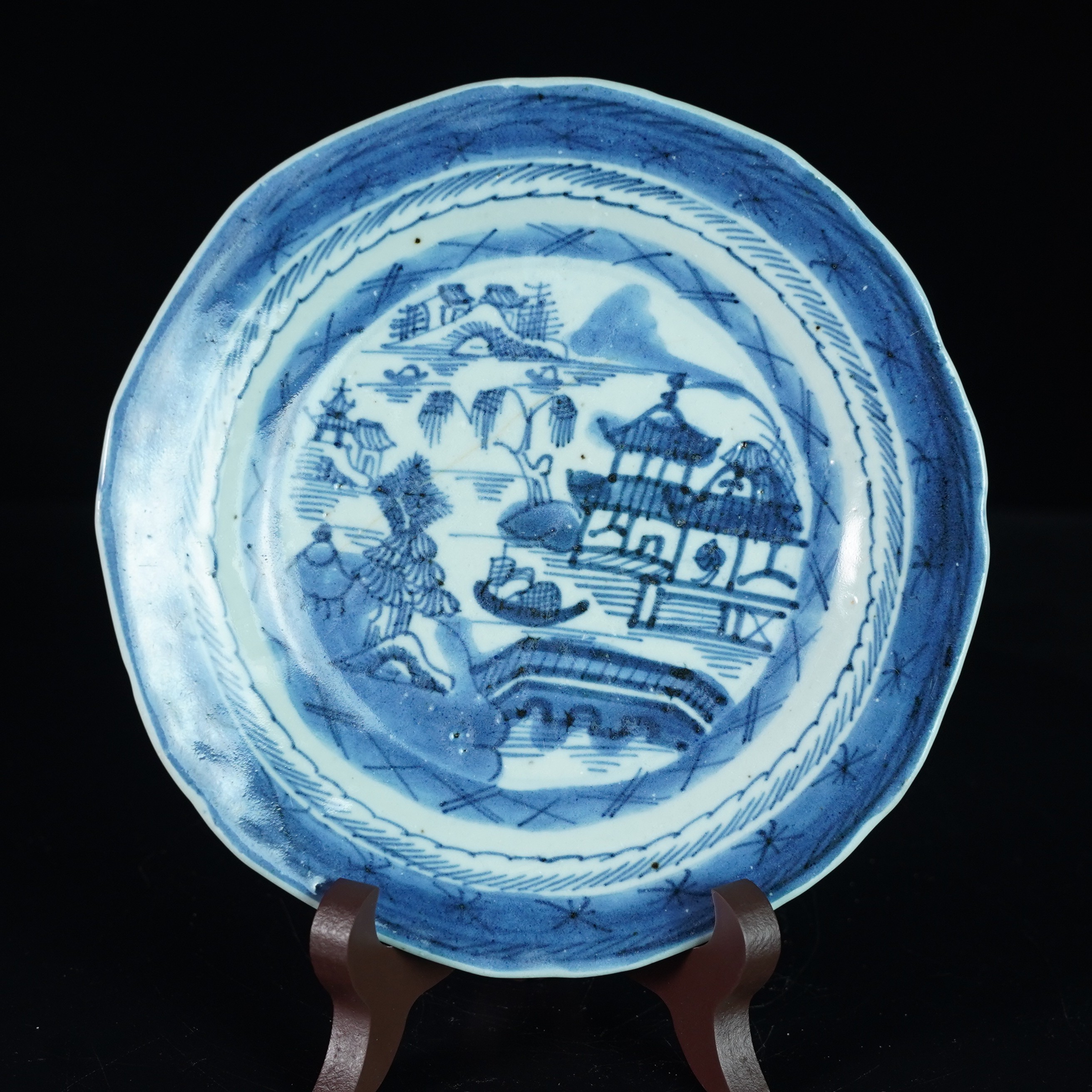 LABC241230016【十竹斋】清乾隆江西十景八方青花赏盘