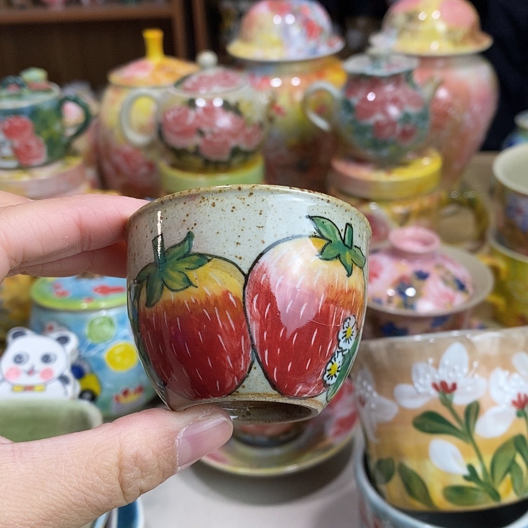 瓷片新年快乐手绘陶瓷