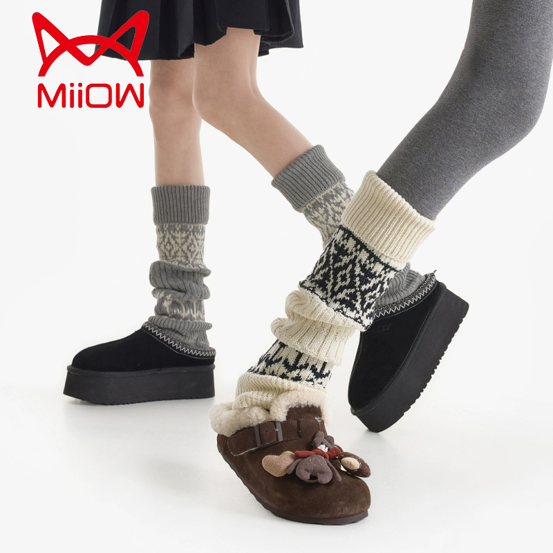 猫人堆堆袜套加厚秋冬保暖雪地靴腿套女款长筒袜加厚筒袜时尚保暖商品图