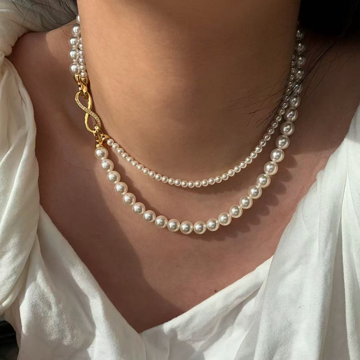 珍珠叠戴锁骨链(无礼盒）649