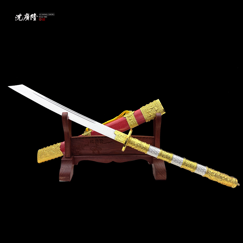 【墨隐星落】沈广隆 康熙战刀红 合金 防鱼皮 花纹钢 宝剑 未开刃