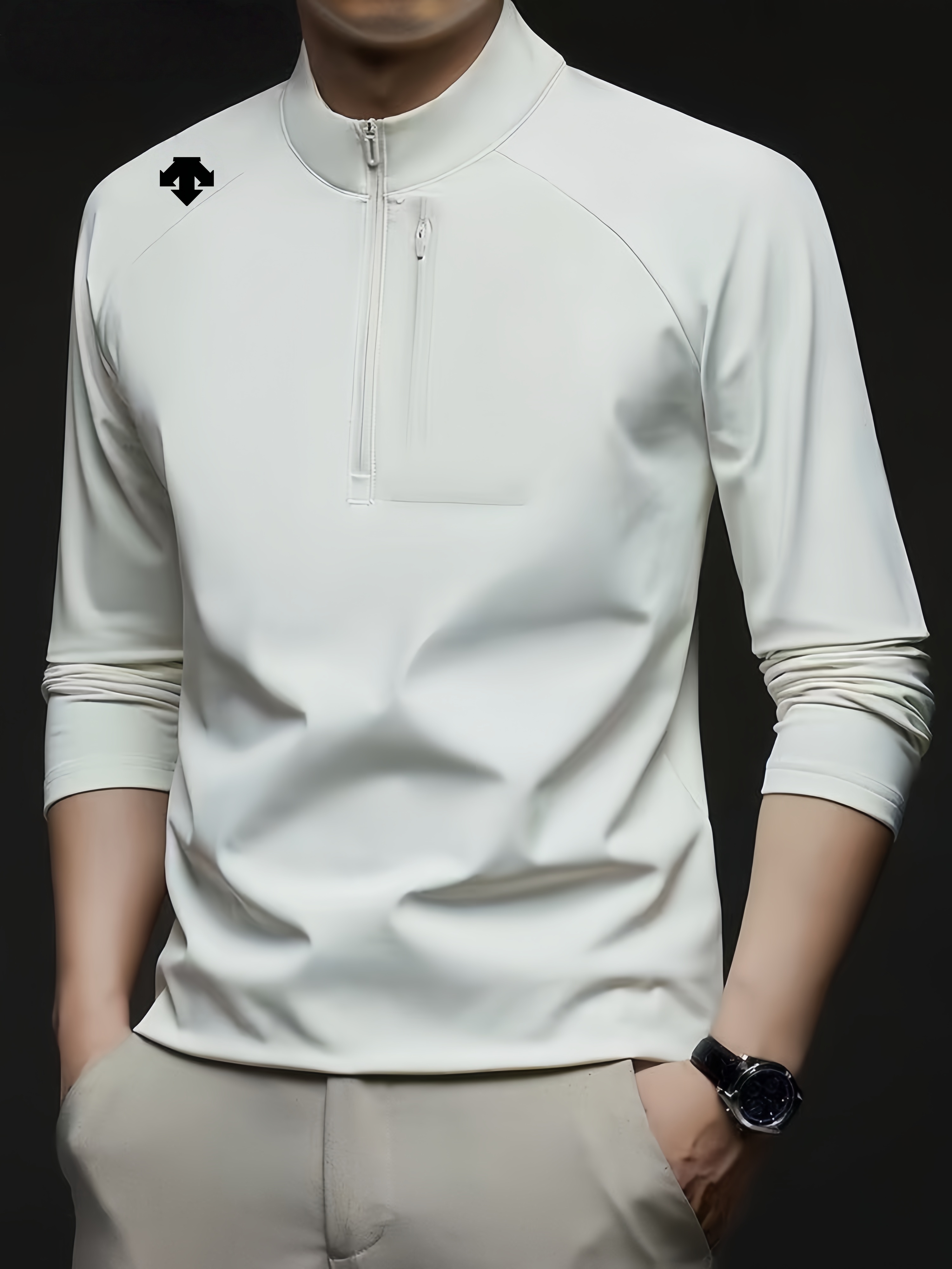 奥特莱斯秋冬男士运动休闲打底衫拉链保暖卫衣套头立领户外修身