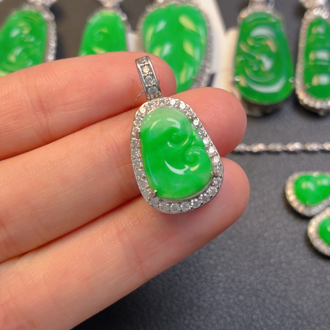 翡翠银S925镶嵌吊坠(不含链)