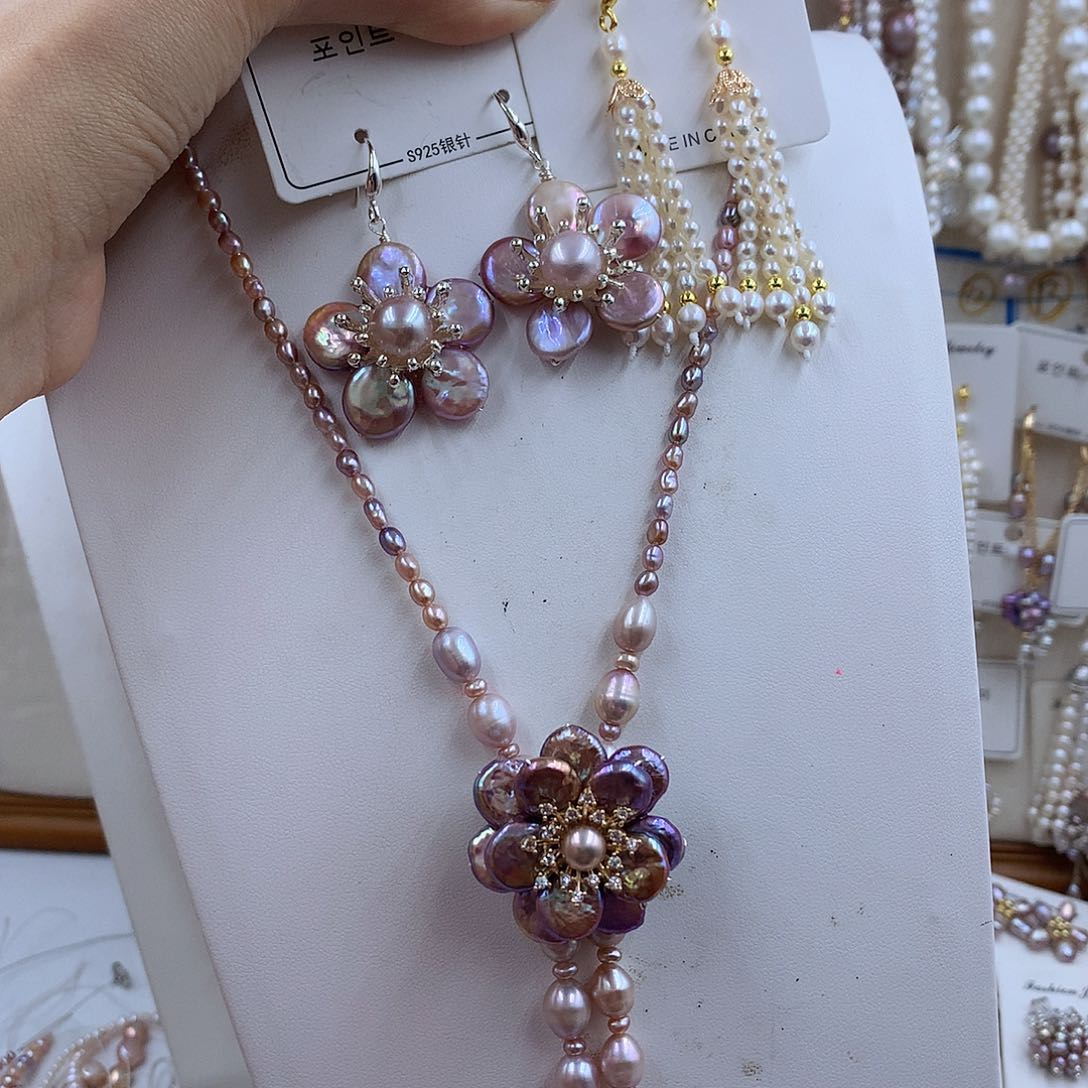 项链银S925镀金镶嵌淡水珍珠凤***哈