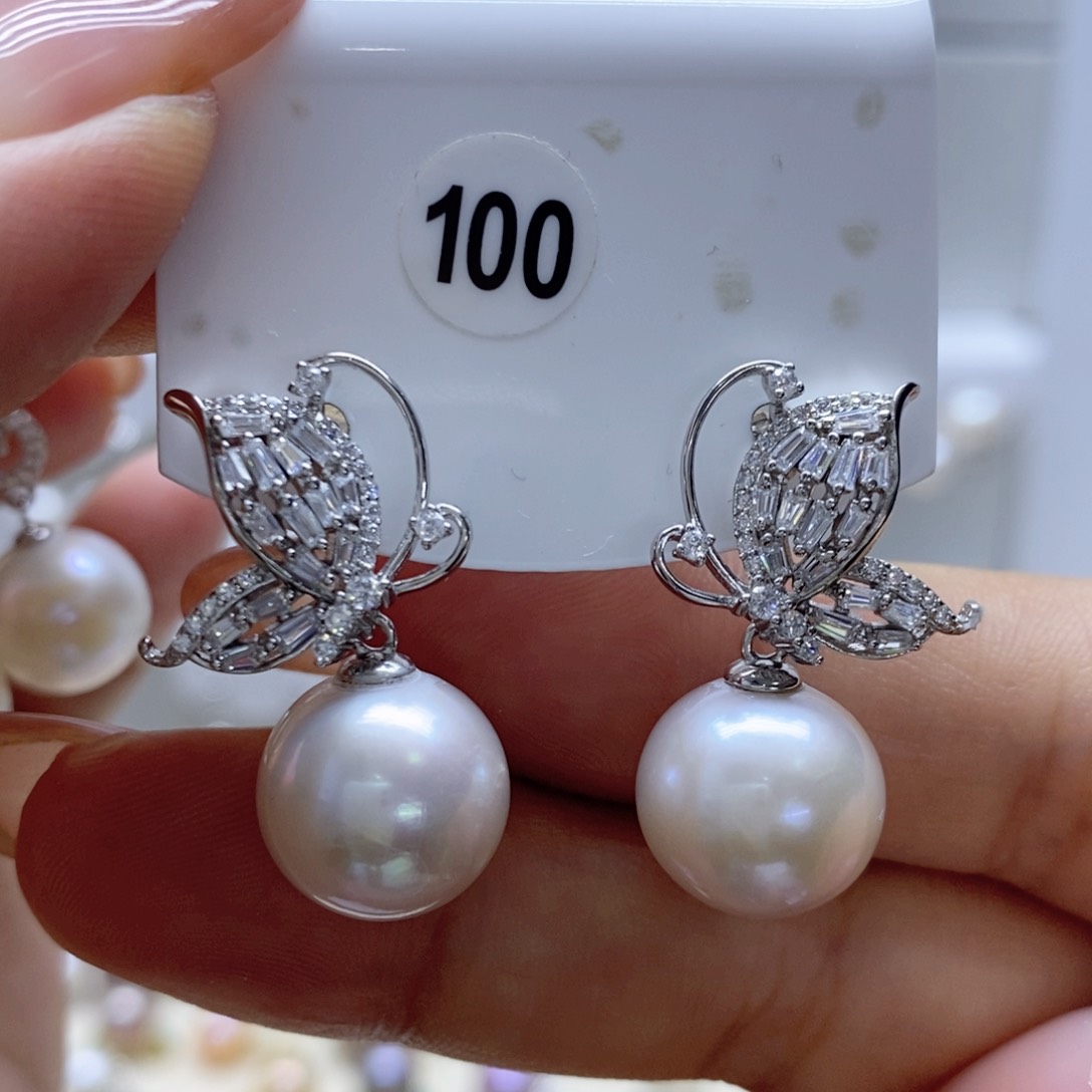 淡水珍珠耳饰银S925镶嵌