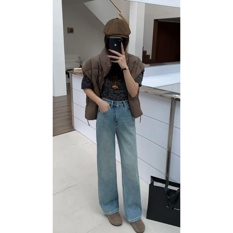 「空明」2025时尚水洗浅蓝牛仔裤 7588