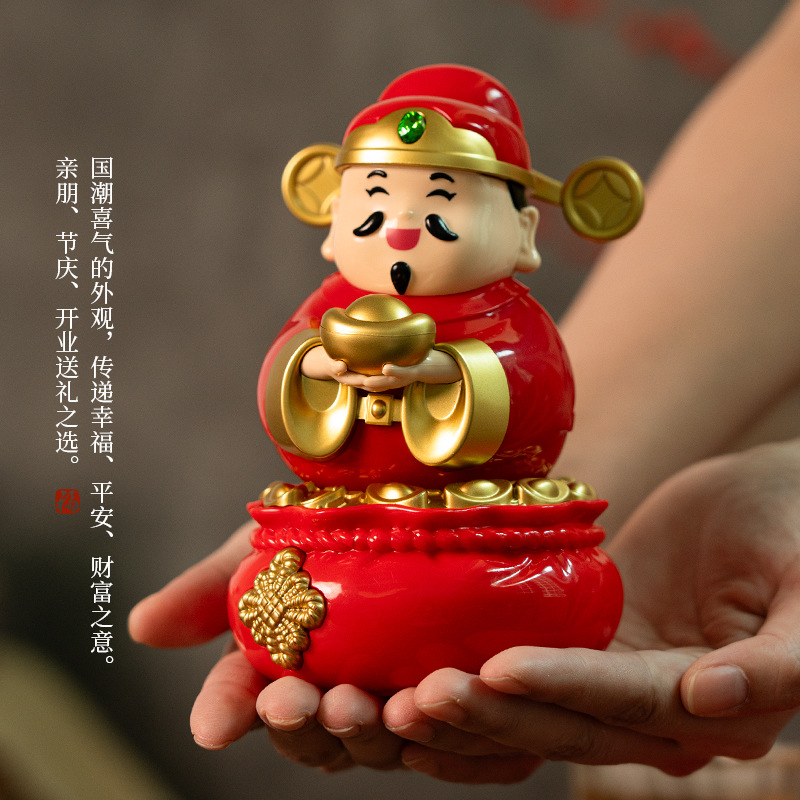 2026新款太阳能摇摆财神爷收银台办公室桌面家居摇头喜庆车载摆件