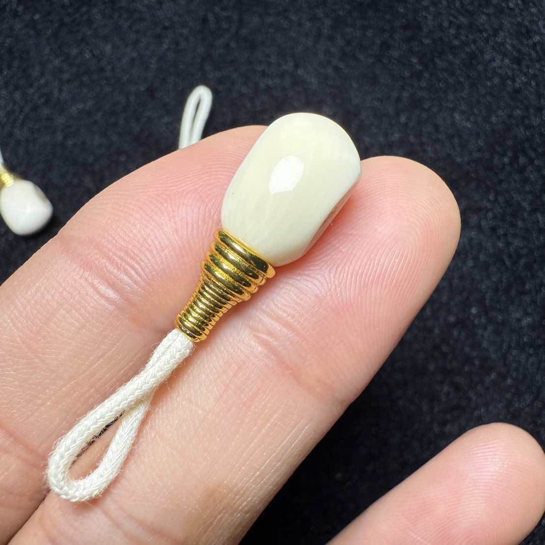 F2006天然猛犸象牙金腰带分体三通配饰8mm