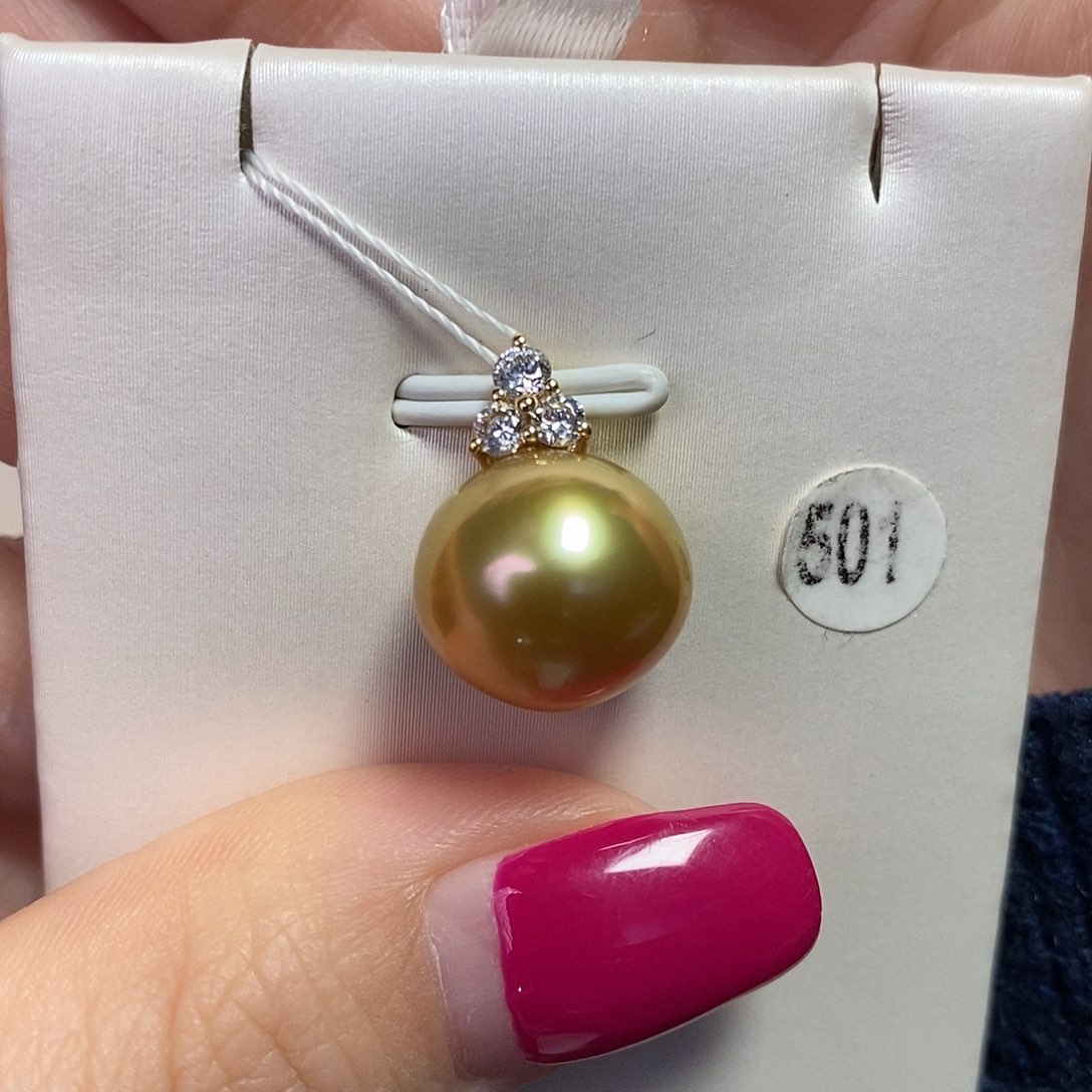 海水珍珠吊坠(不含链)18K金镶嵌