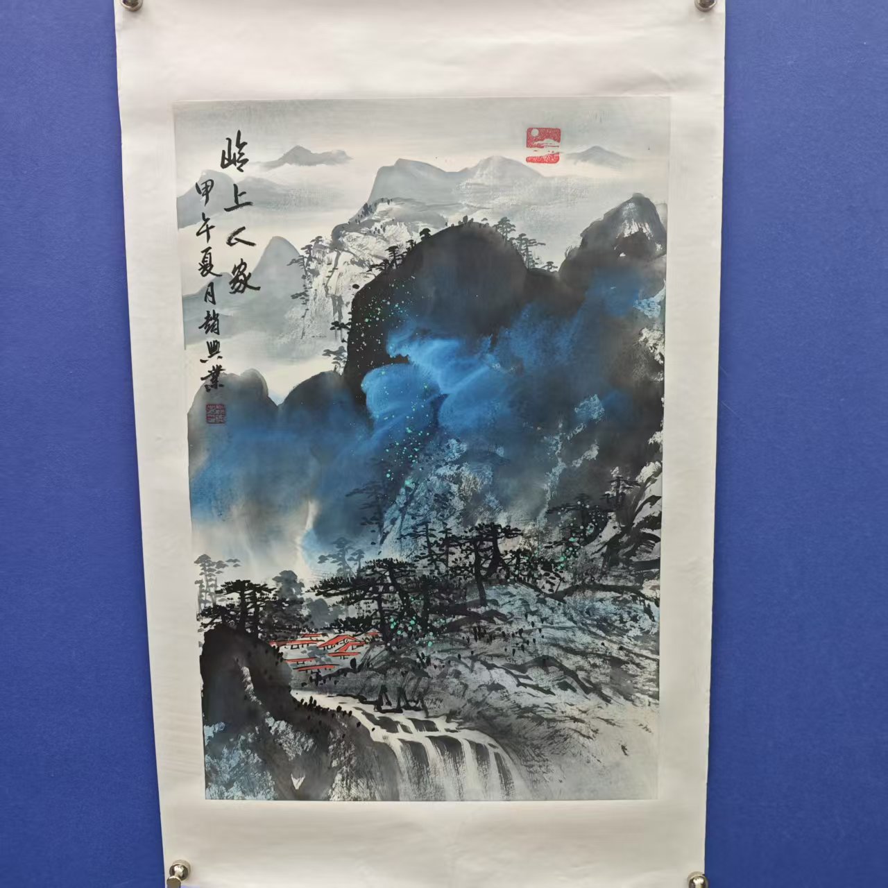 赵兴业《岭上人家》四尺三开 托裱  68*45cm -天美2