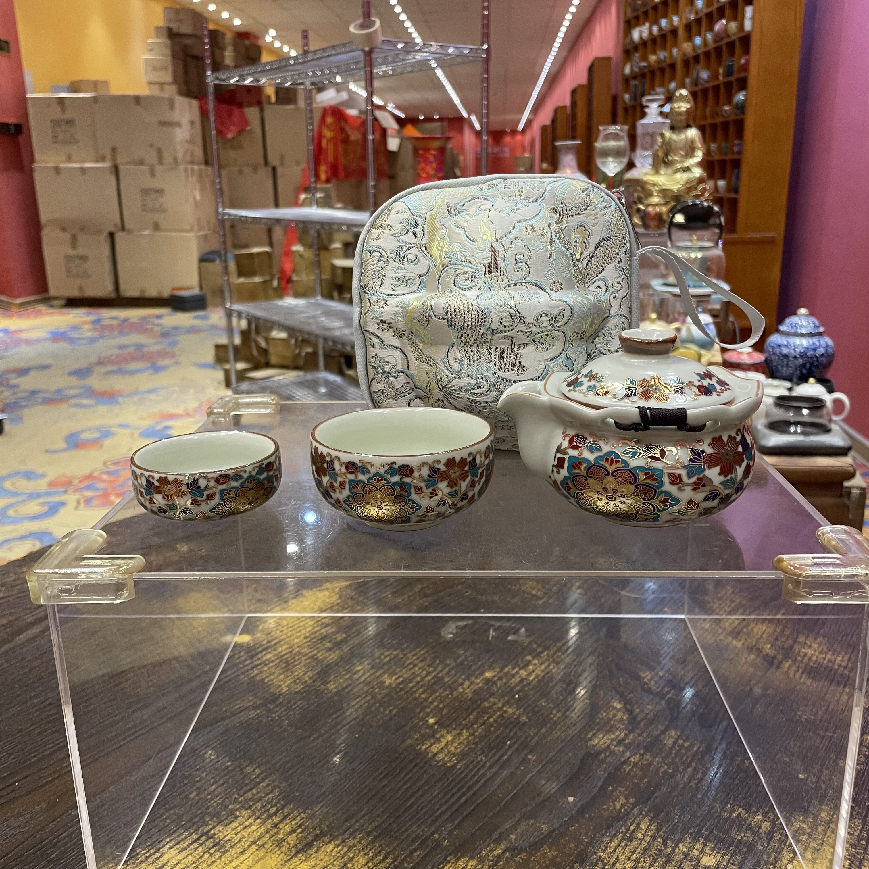 【闪购商品】汝窑堆金宝相花快客杯珐琅彩描金旅行套装381663