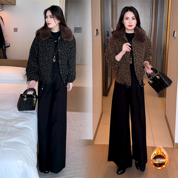 【季颜品牌】新款休闲显瘦时尚气质洋气牛仔小个子加绒短外套118