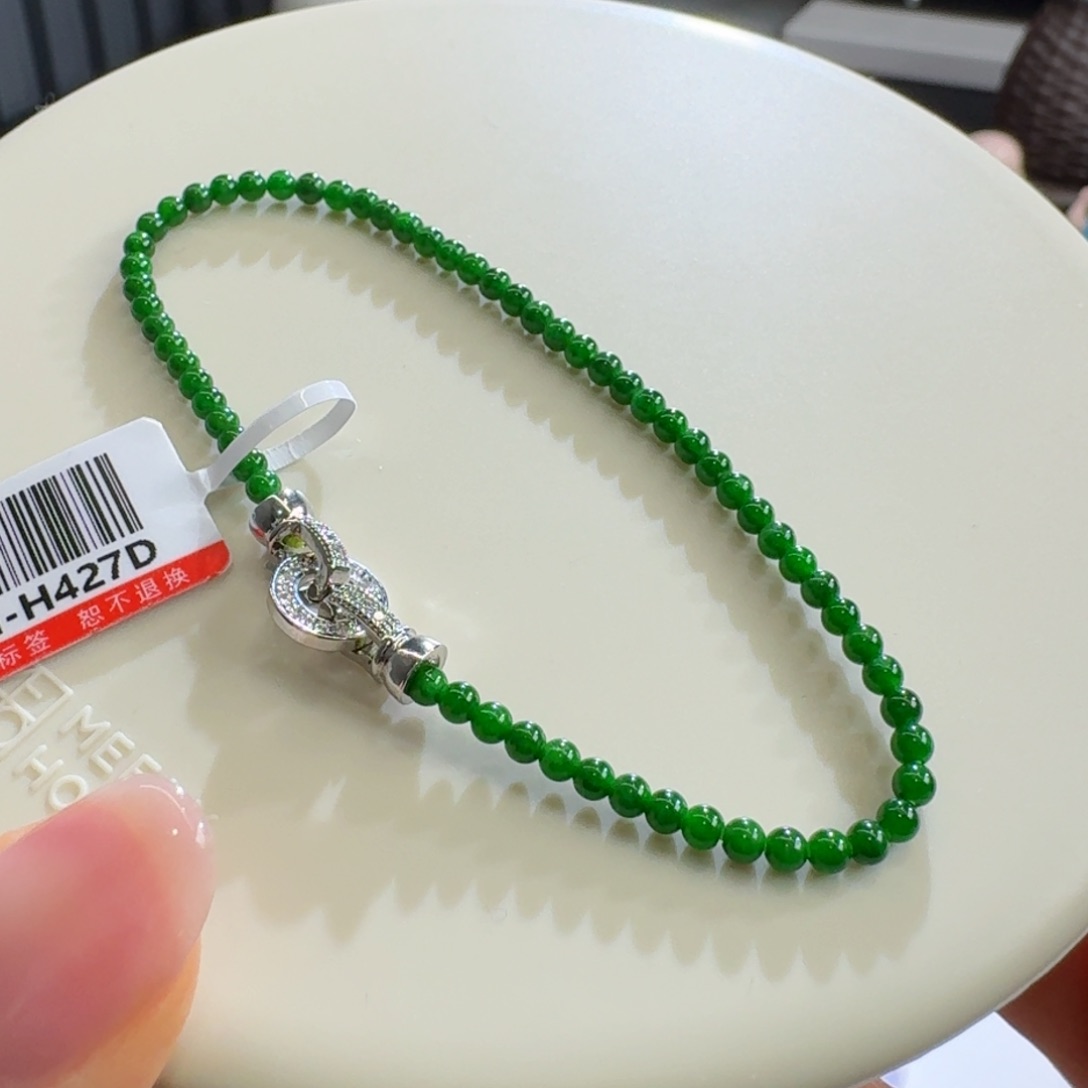 未镶嵌手链翡翠福利款辣阳绿小米珠2.6mm