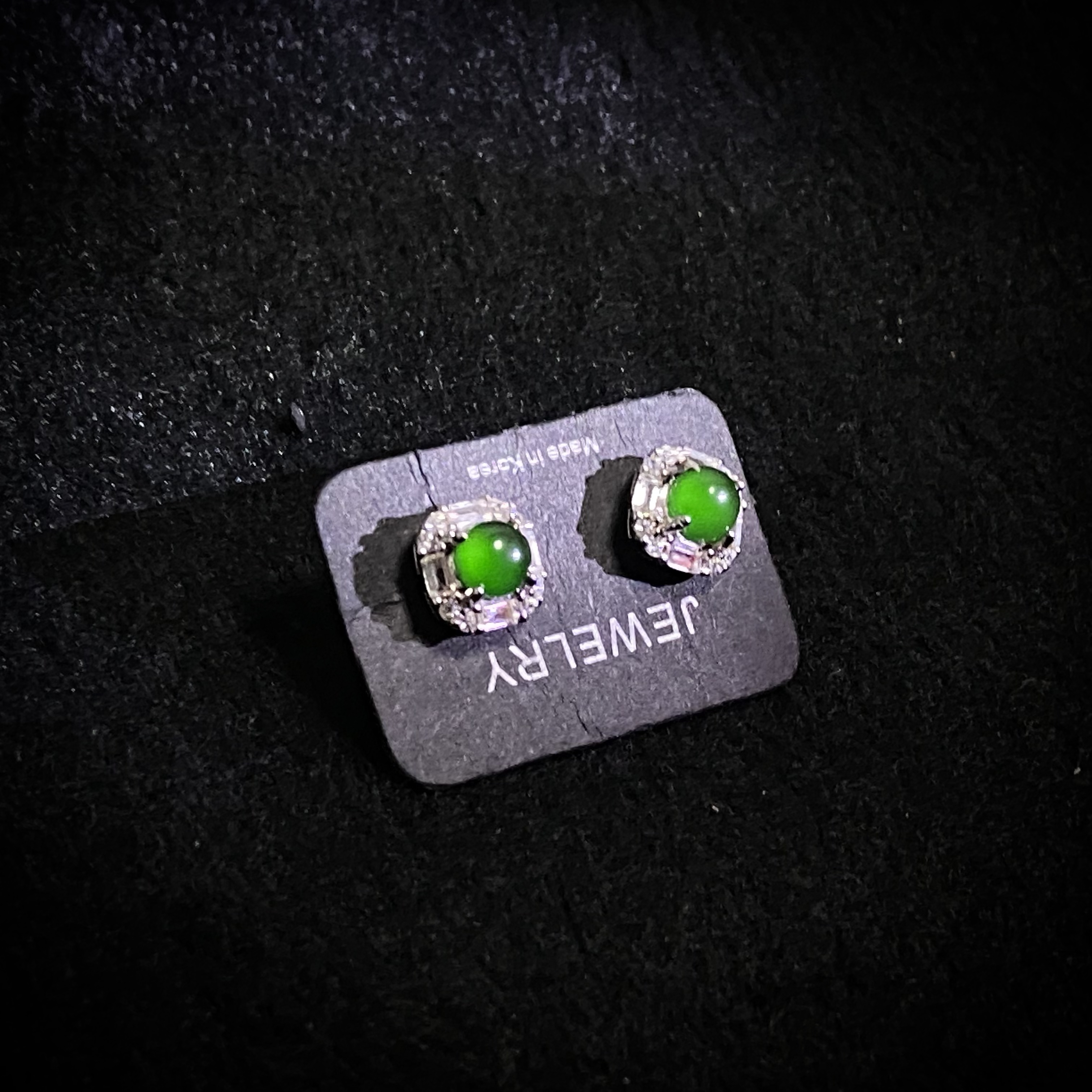 翡翠S925银耳钉高冰正阳绿耳钉简镶高级轻奢百搭礼物