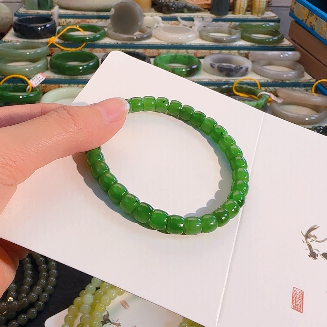 未镶嵌手链和田玉碧玉直切手链
