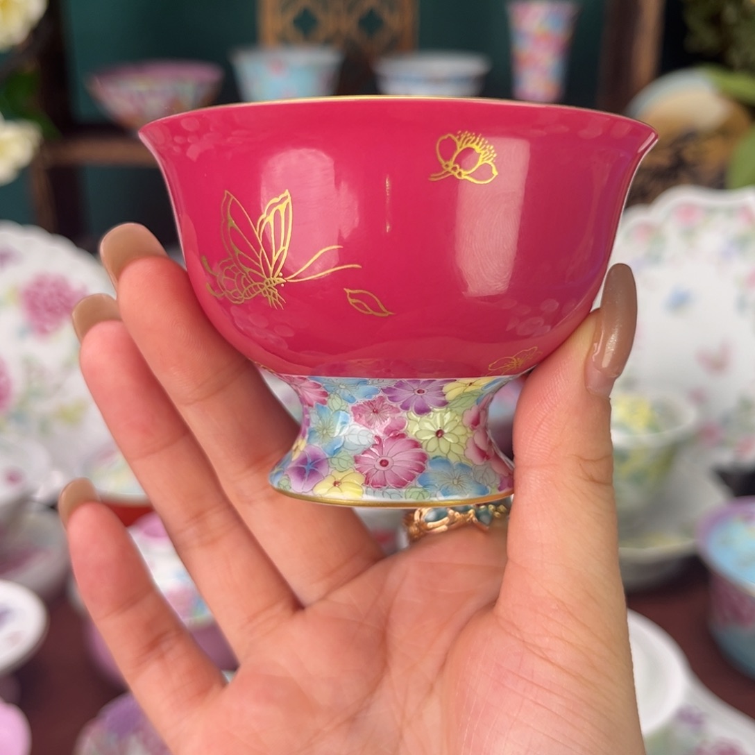 摆件陶景德镇陶瓷茶杯手绘