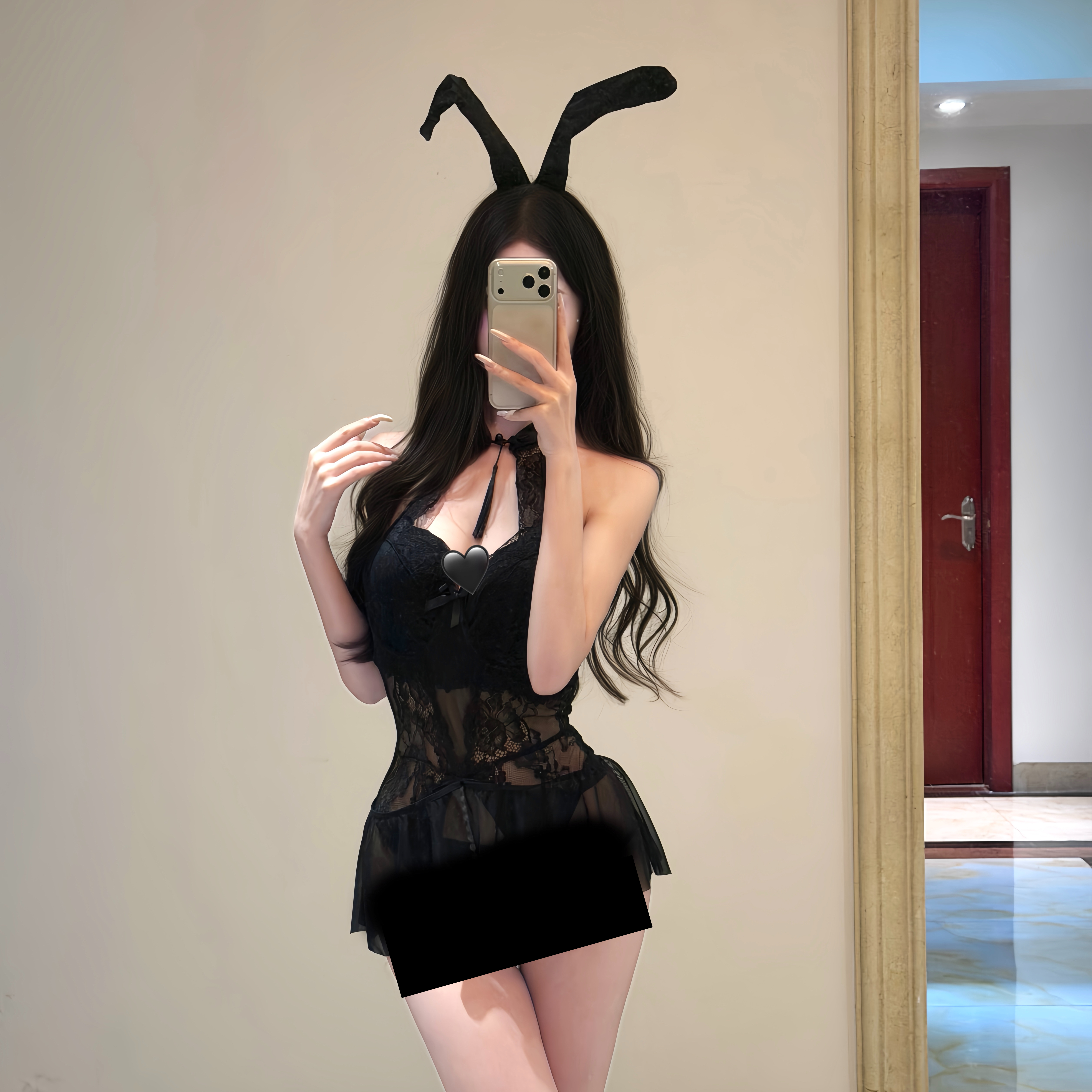 晚瑰·Rose 暗黑兔兔*蕾丝显瘦收腰古典新中式连衣裙