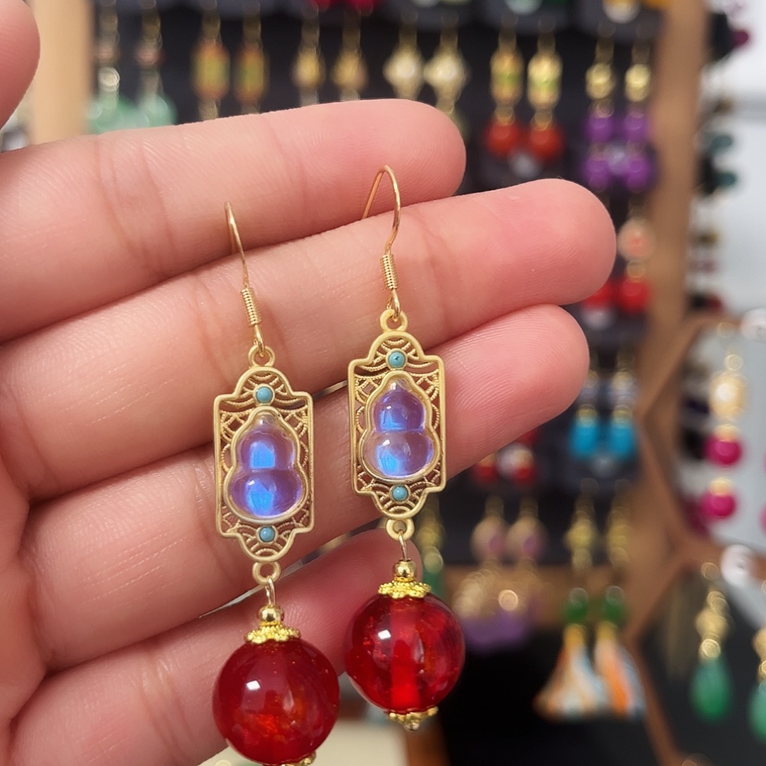 锆石纯铜925银耳饰