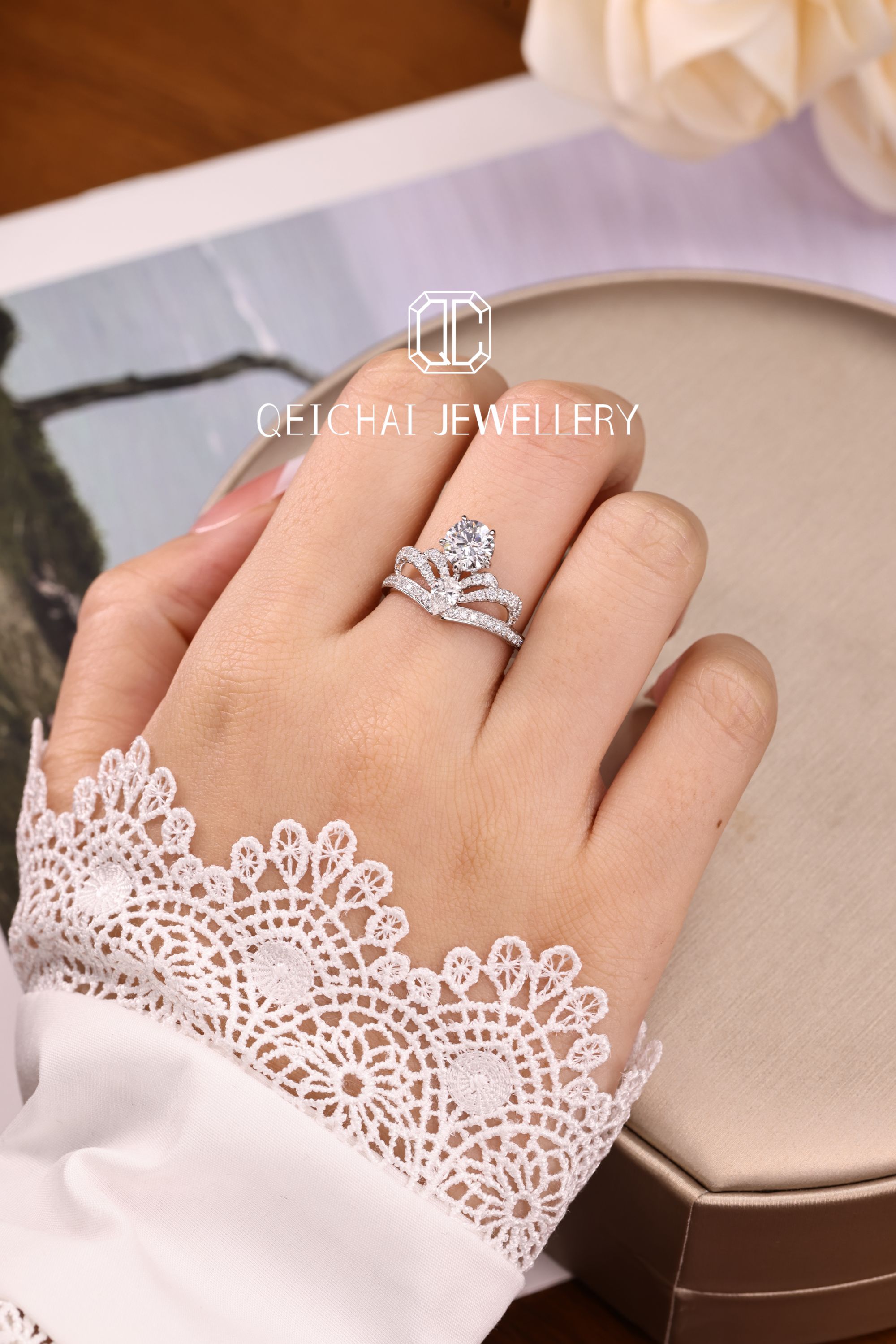 实验室培育钻石PT950铂金 初旭款钻戒 华丽大气 培育钻石