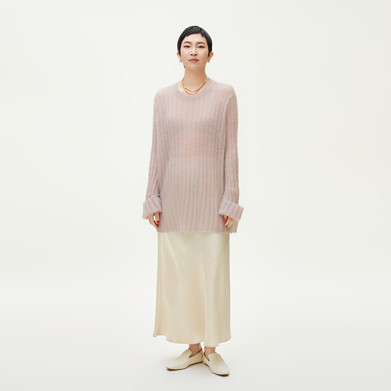 GOLDENBARRY【福 利】246364显瘦氛围感套头亮片毛衣长袖微瑕