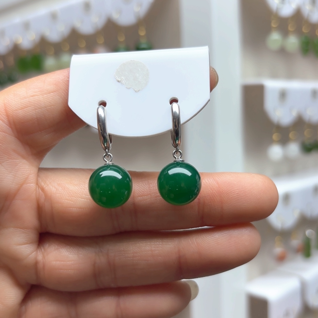 玛瑙/玉髓耳饰银S925镶嵌