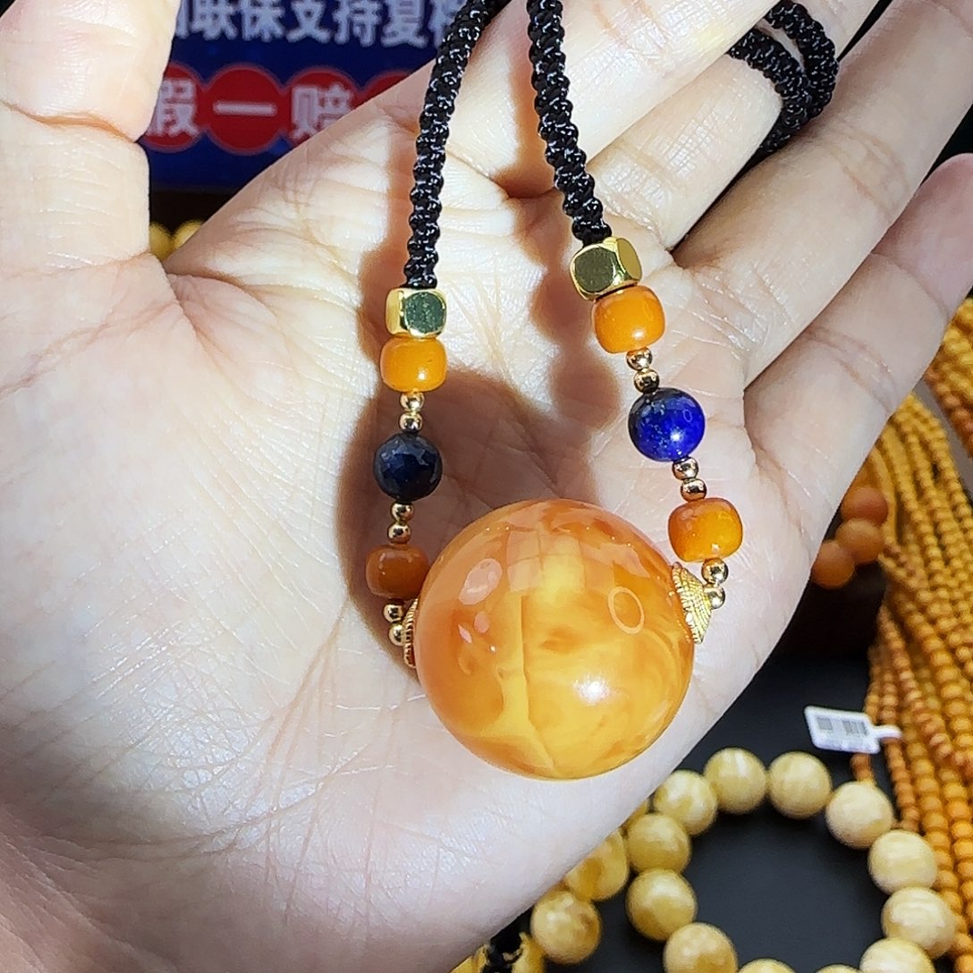 琥珀未镶嵌颈饰25MM