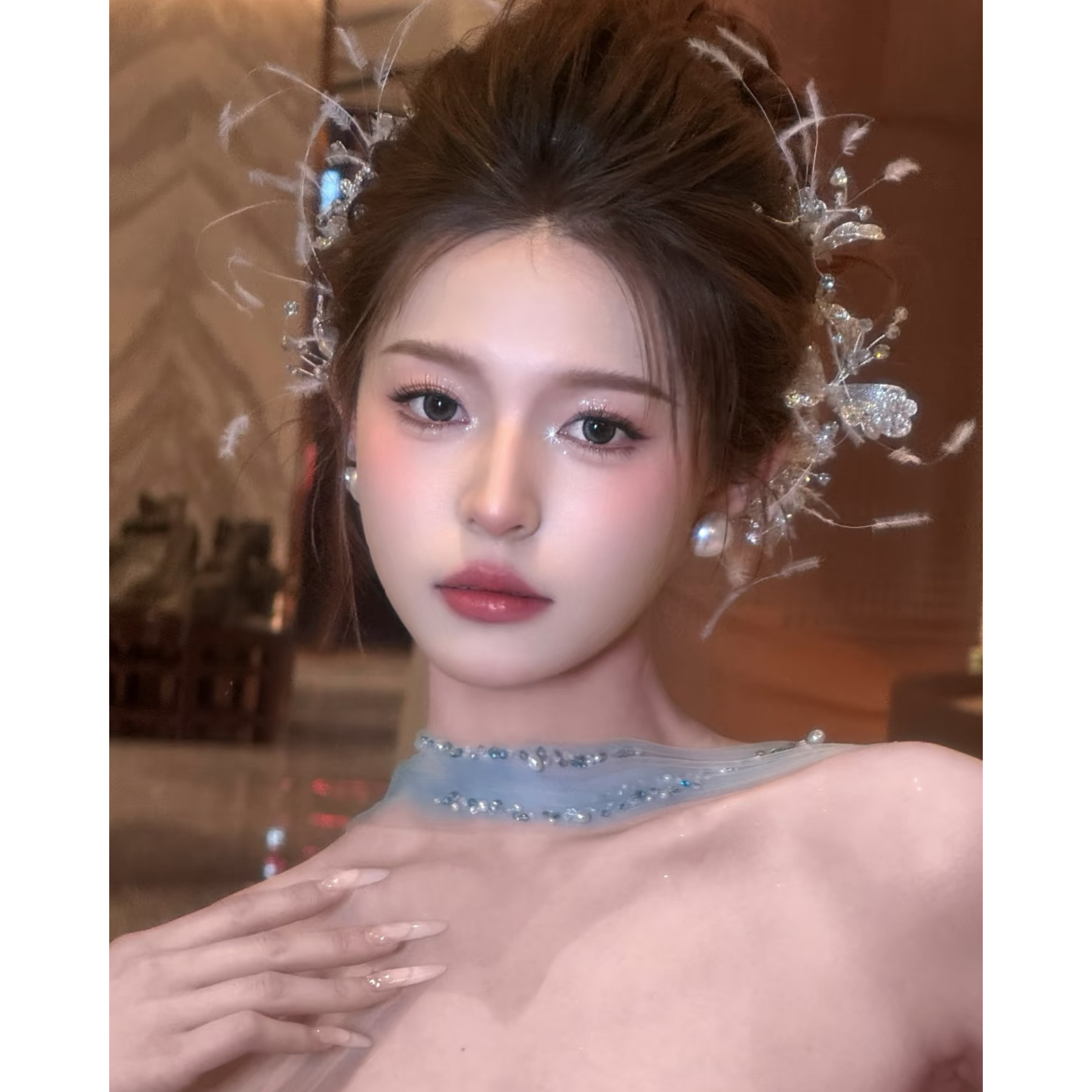 南一｜手作敬酒服“星级感银”侧边发饰