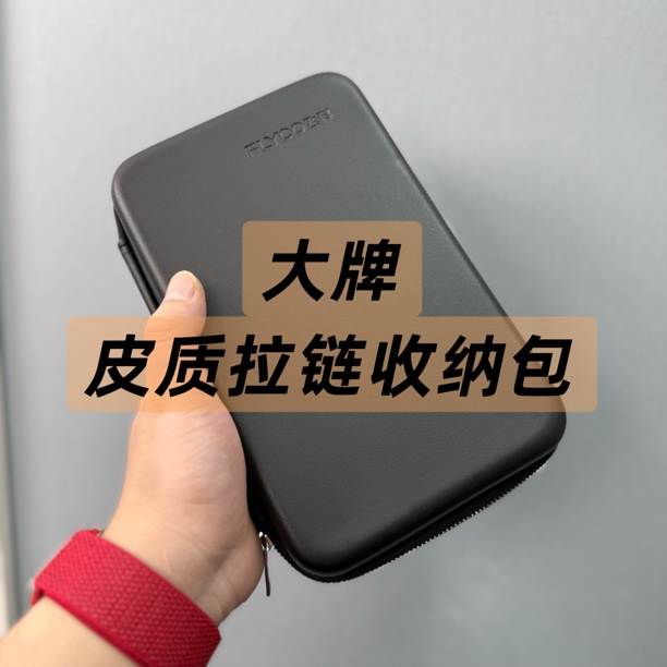 飞科 FLYCO 大容量 皮质金属拉链收纳包 数码收纳包 压痕