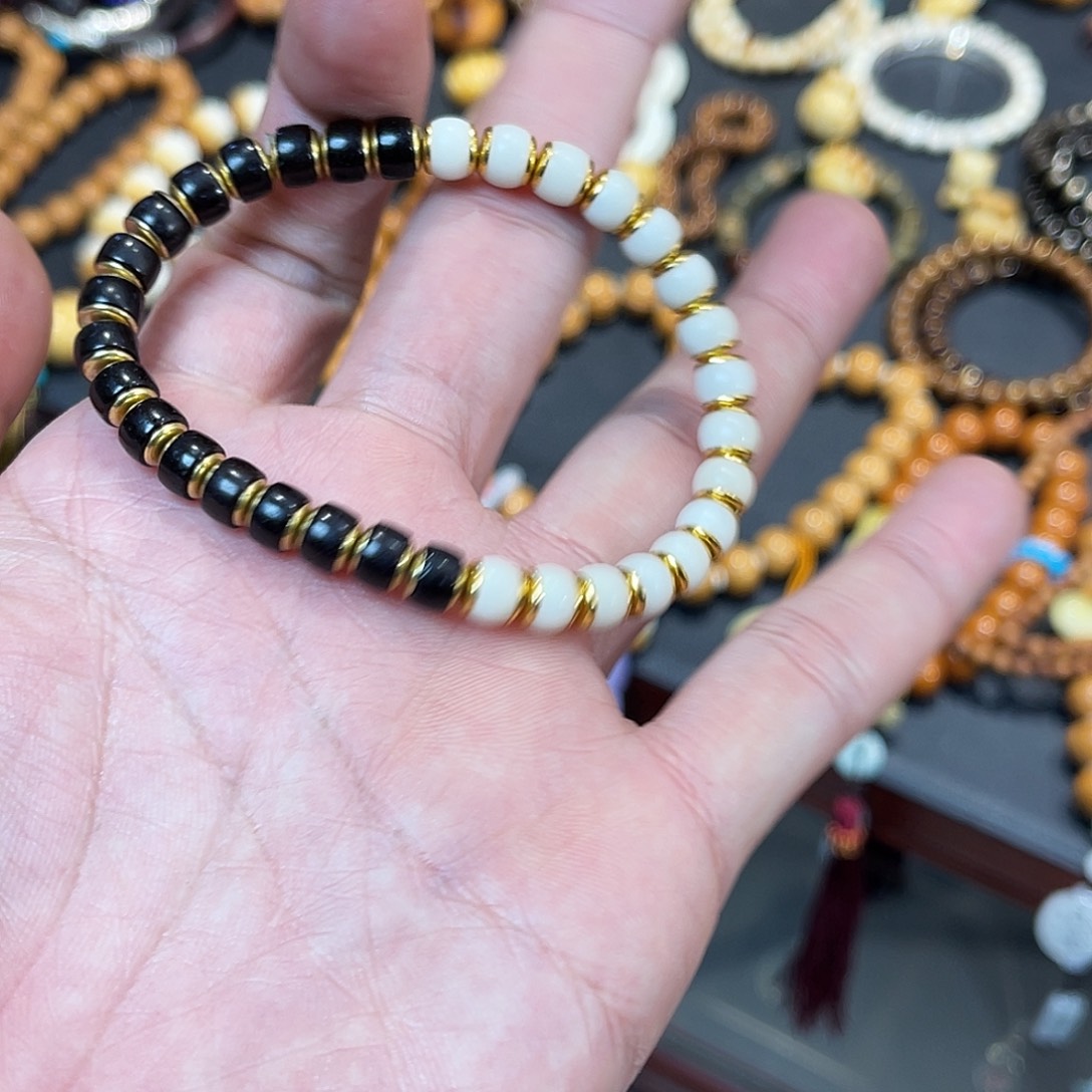 逆***鳞手串椰蒂纯天然椰蒂白玉菩提双拼手串