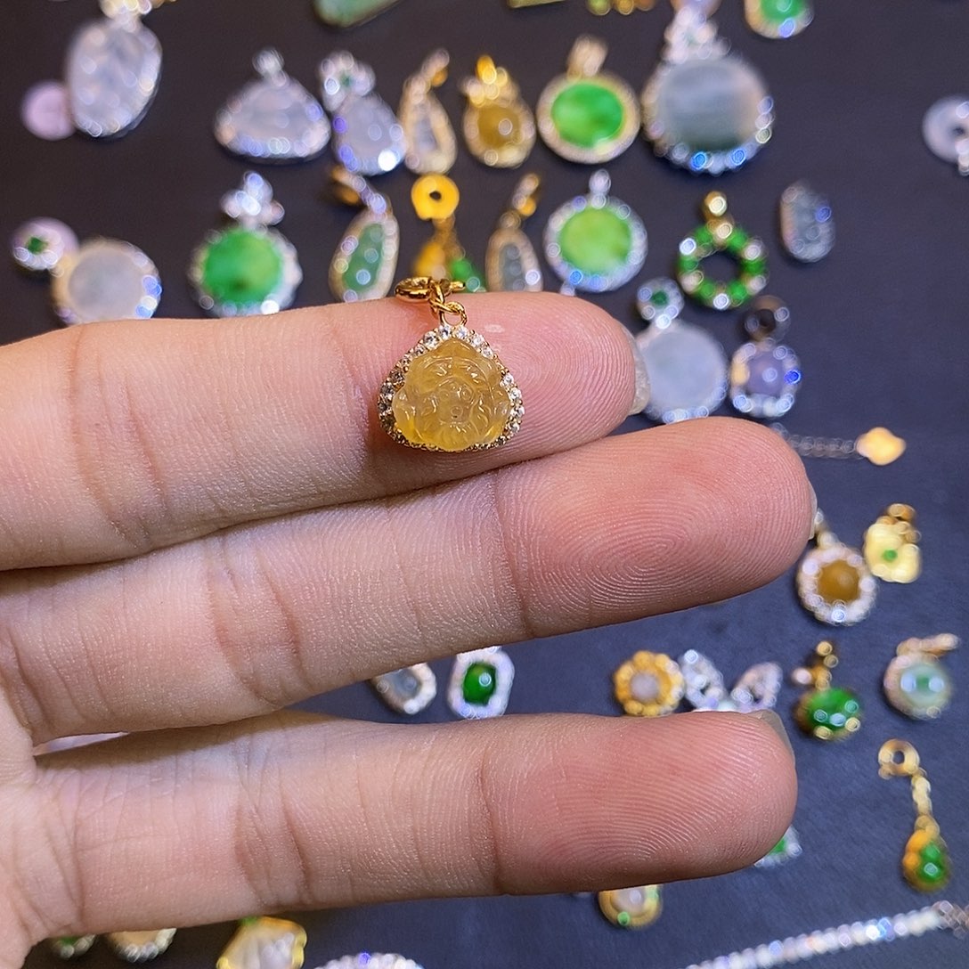 吊坠(不含链)银S925镶嵌翡翠