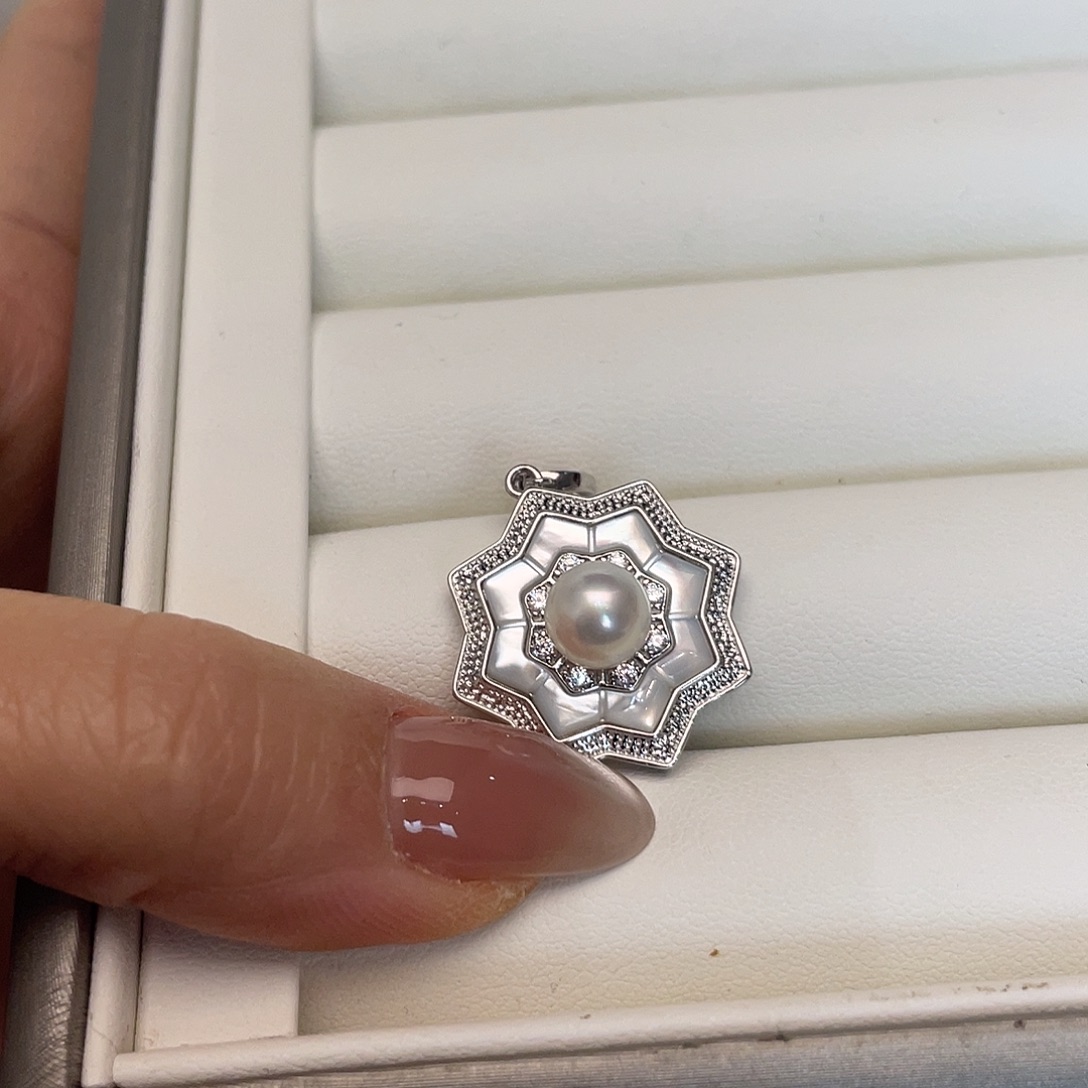 海水珍珠吊坠(不含链)银S925镶嵌