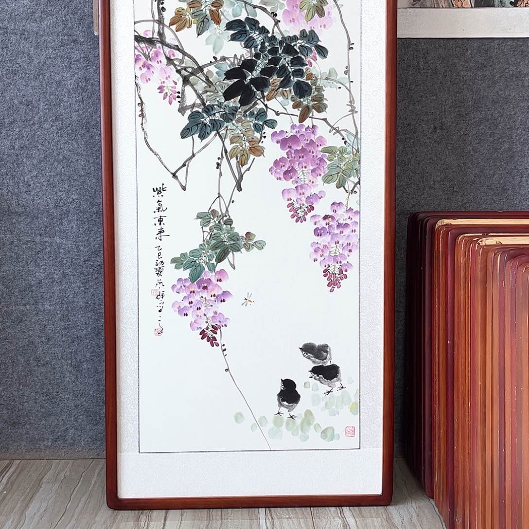 国画书画作品带框123×63厘米