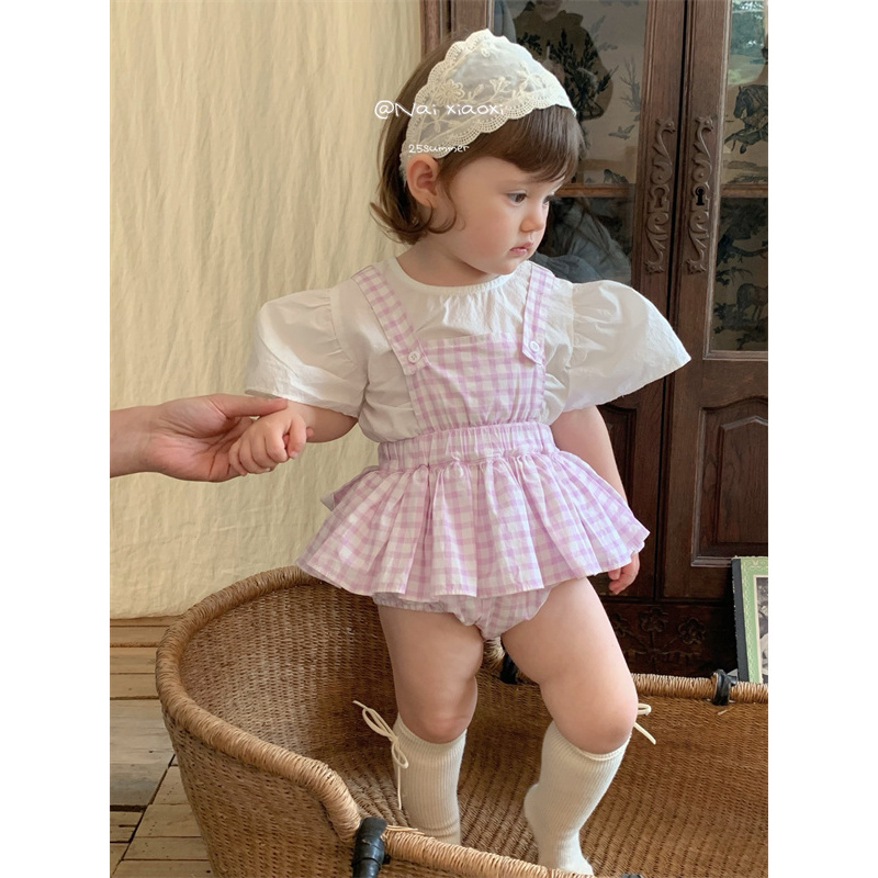 NXX·25夏~格子泡泡袖两件套NXX56531