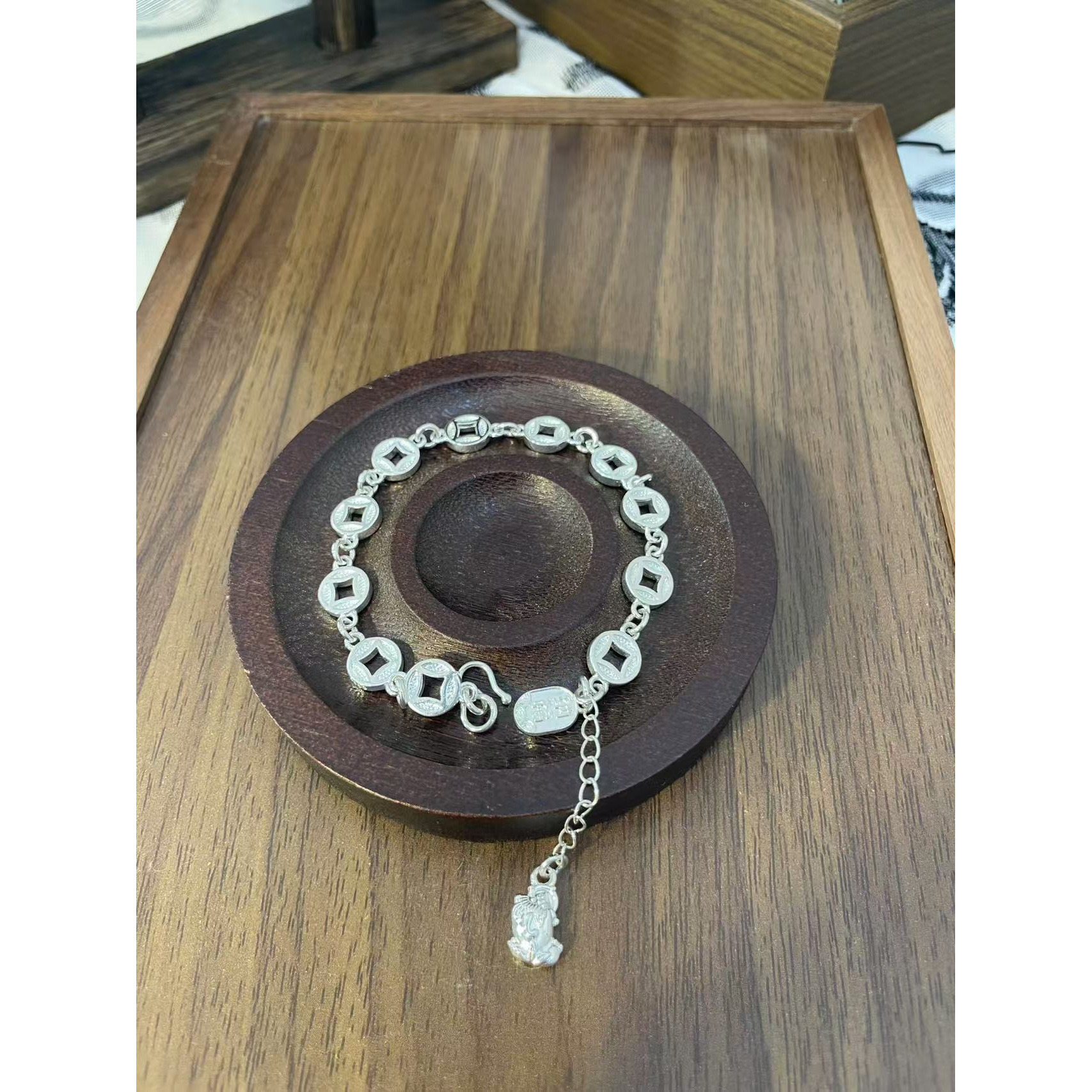 足银银制品 S191 钱币手链直播间选款时尚百搭精美手镯（YY福利品）