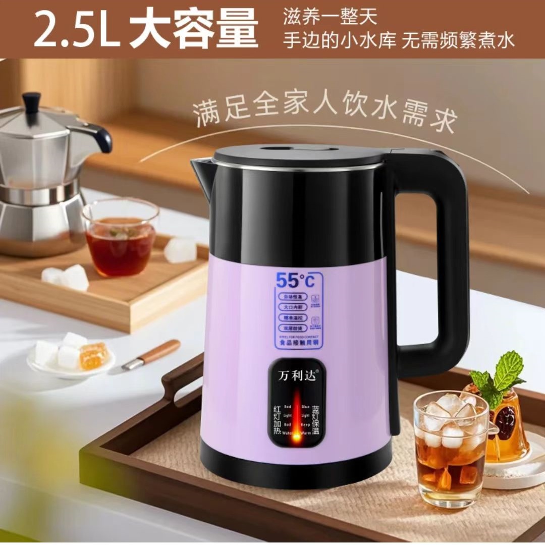 B254保温镜面防烫磨砂电热水壶小型全自动温控开水壶
