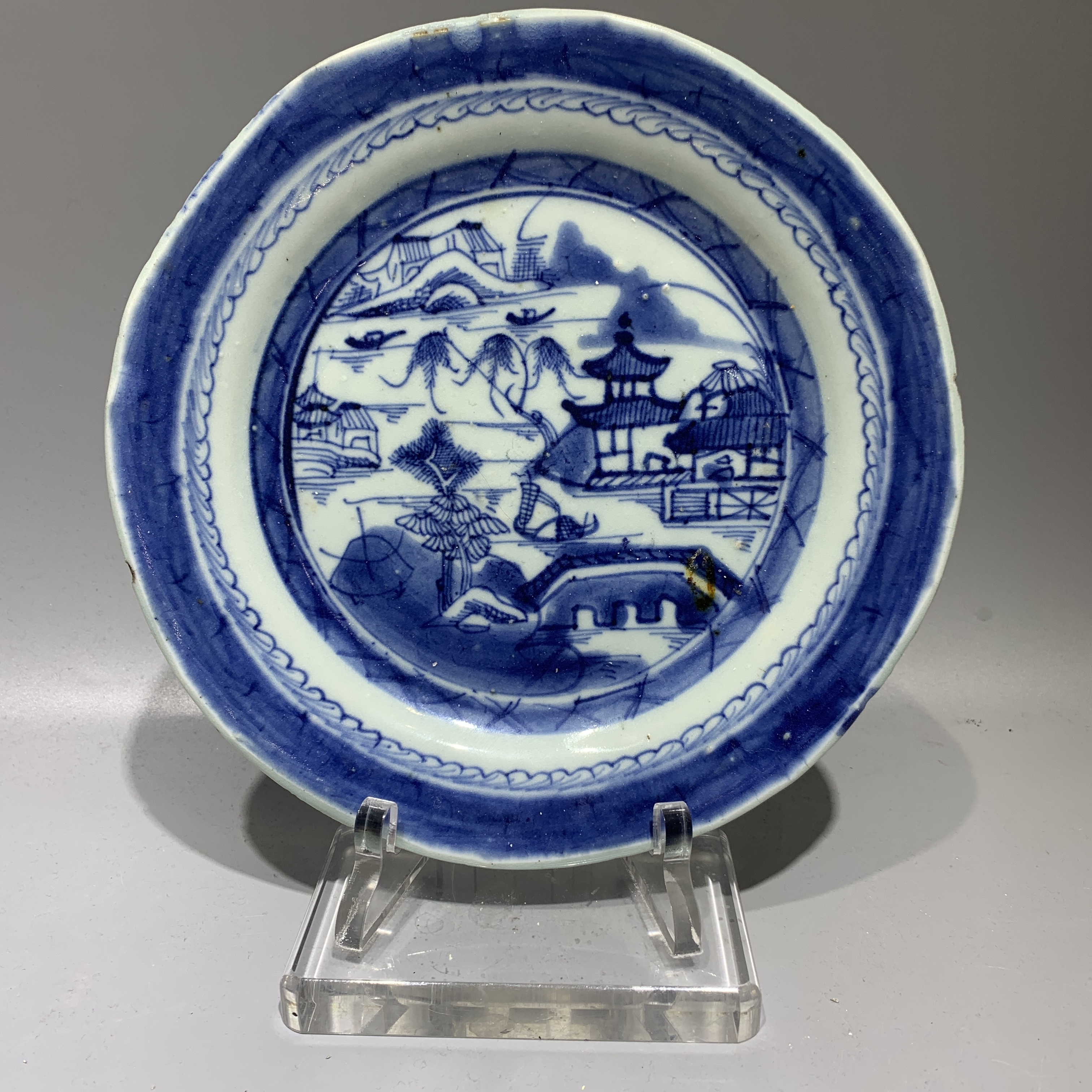 s001025.清乾隆•青花山水楼阁盘【古董收藏】
