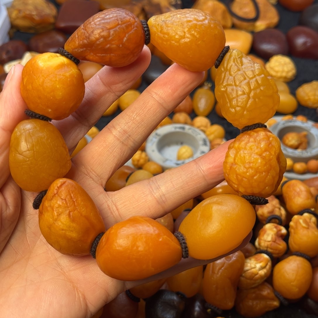 琥珀裸石未镶嵌天然蜜蜡手串