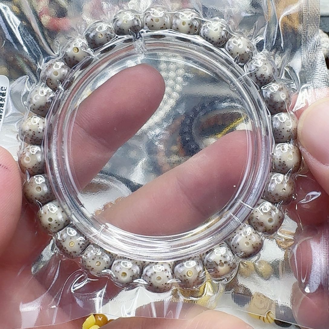 手串星月菩提57入门糯冰灰星月菩提单圈0.9